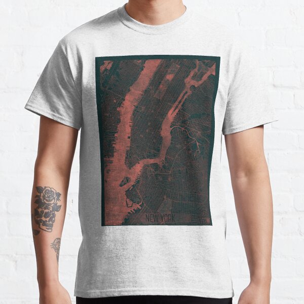 New York Map Red Classic T-Shirt