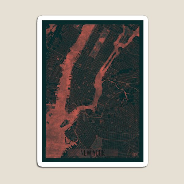 New York Map Red Magnet