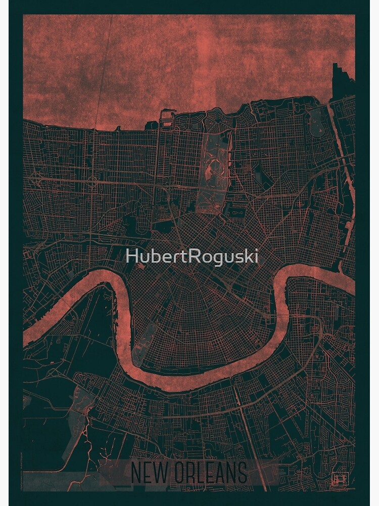 New Orleans Map Red by HubertRoguski