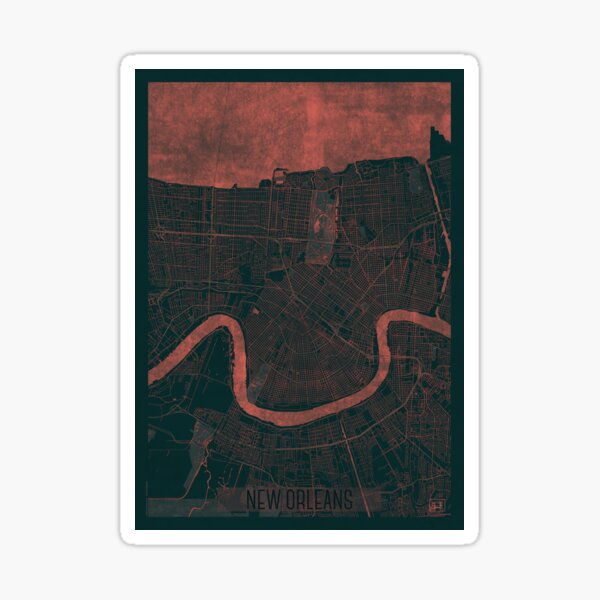 New Orleans Map Red Sticker