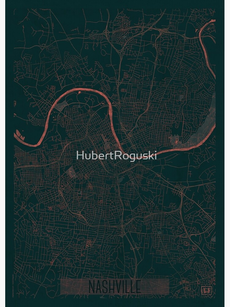 Nashville Map Red by HubertRoguski