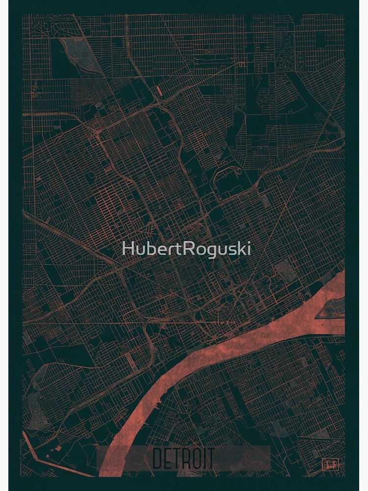 Detroit Map Red by HubertRoguski
