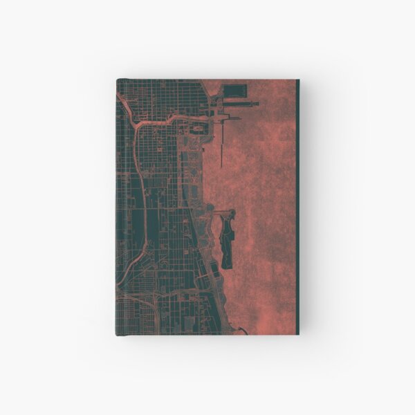 Chicago Map Red Hardcover Journal