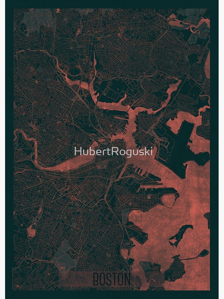 Boston Map Red by HubertRoguski