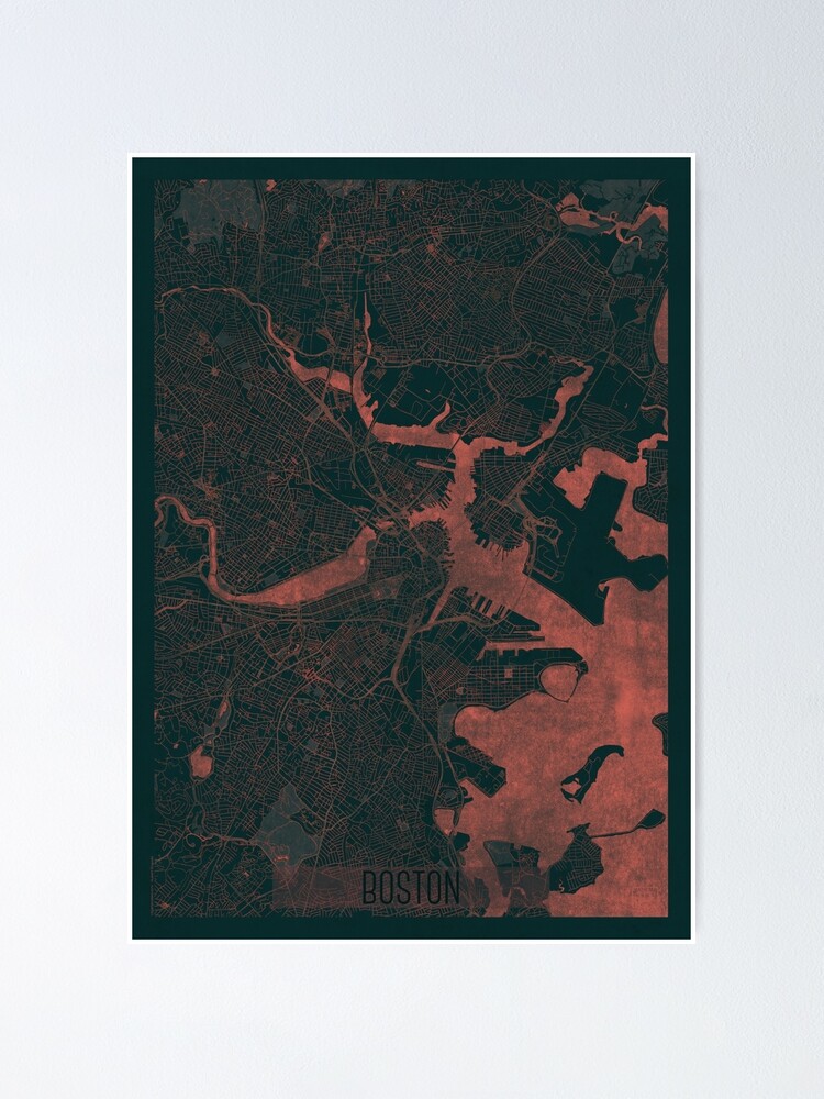 Alternate view of Boston Map Red Poster