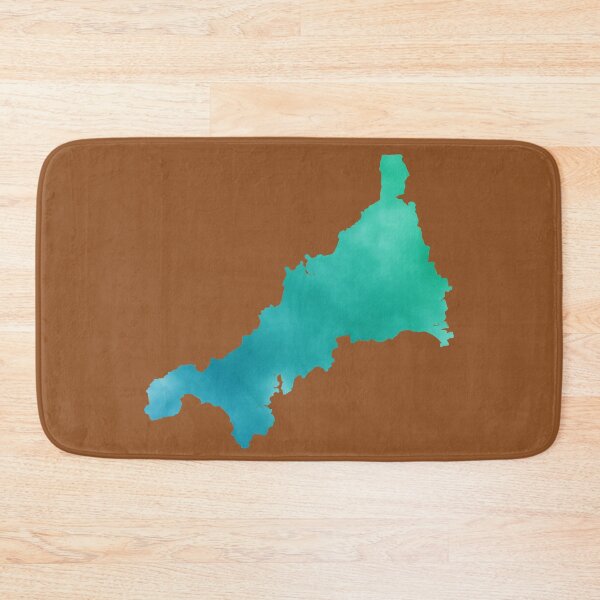 Item preview, Watercolour Cornwall Map Ocean Turquoise Blue designed and sold by cashewdays.
