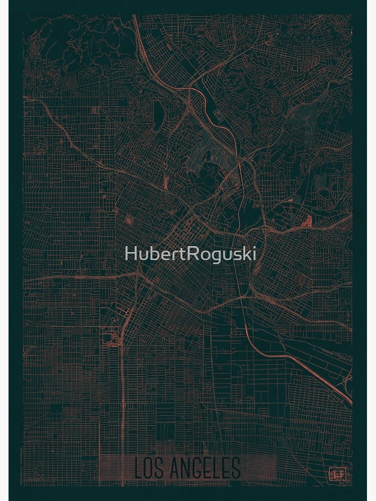 Los Angeles Map Red by HubertRoguski
