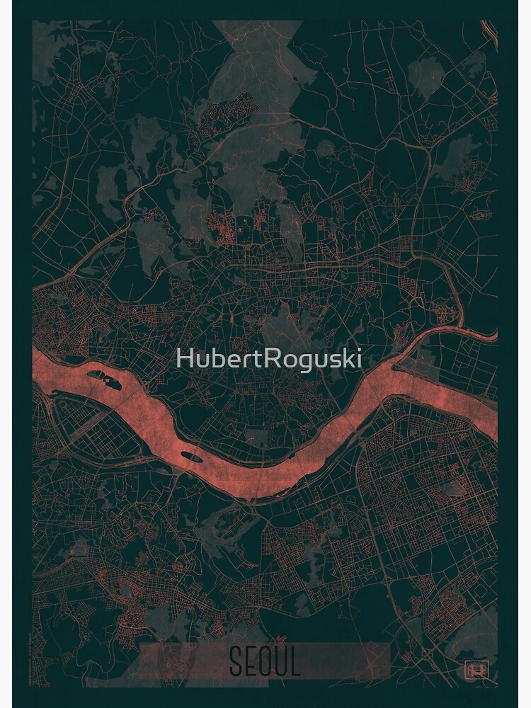 Seoul Map Red by HubertRoguski