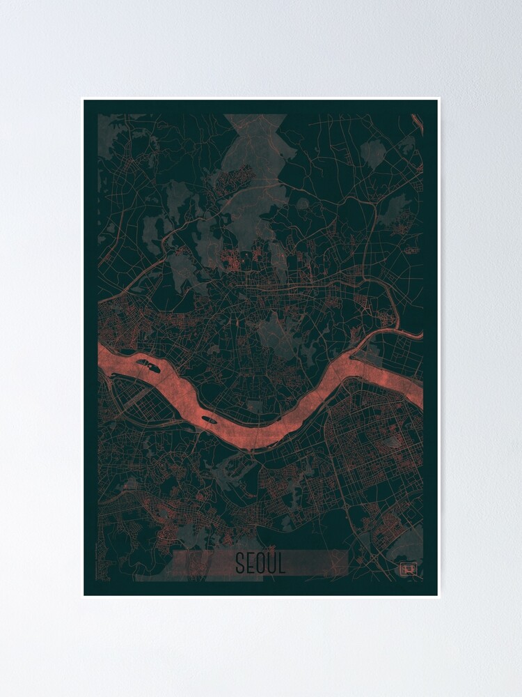 Alternate view of Seoul Map Red Poster