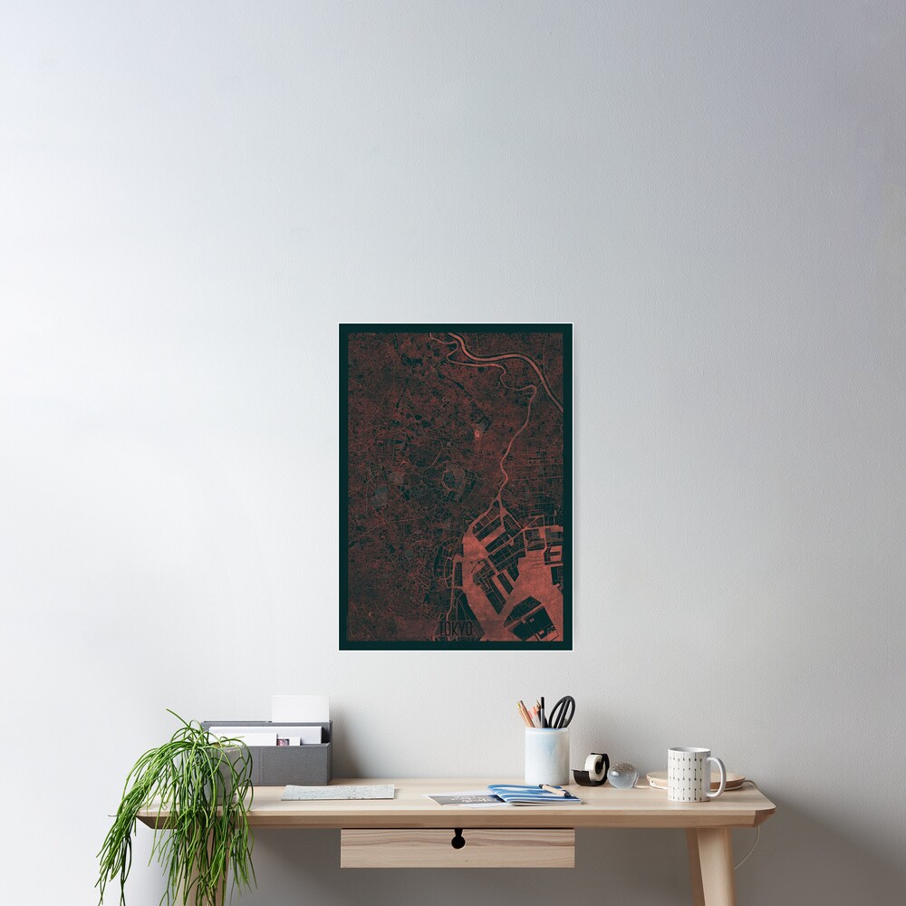 Tokyo Map Red Poster