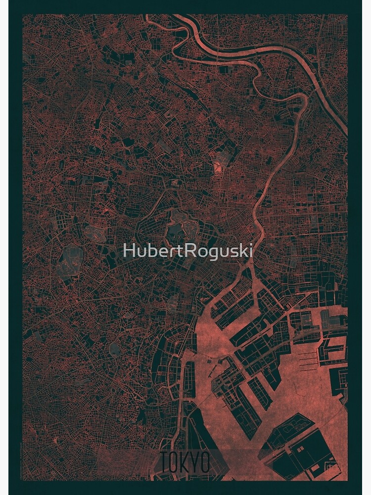 Tokyo Map Red by HubertRoguski