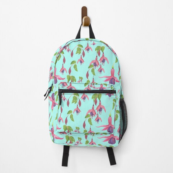 Item preview, Watercolour Fuchsia Flower Pattern - Light Teal designed and sold by SquibbleDesign.
