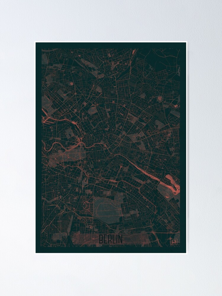 Alternate view of Berlin Map Red Poster