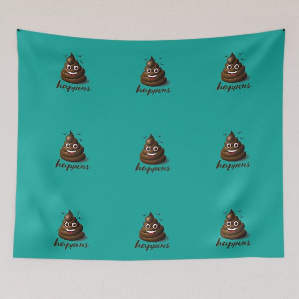 Item preview, Shit happens emoticon on aqua blue. designed and sold by La Cartoonista.
