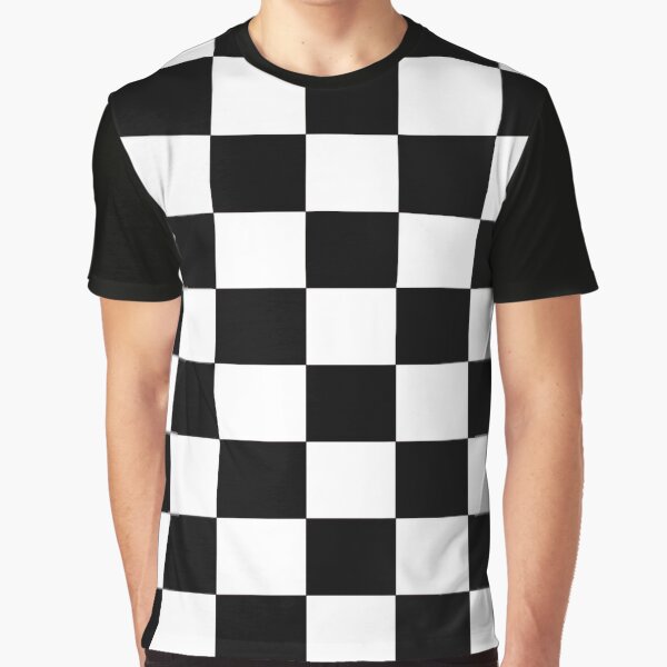 Black and White Checkerboard Graphic T-Shirt