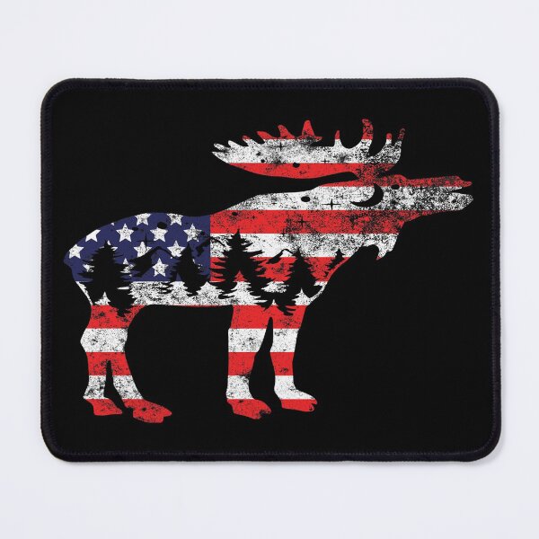 Item preview, Vintage American Flag Mountain Animals Moose designed and sold by NewTrendings.