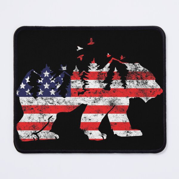 Item preview, Vintage American Flag Mountain Animals Bear designed and sold by NewTrendings.