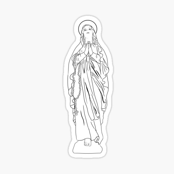 virgin mary black and white clip art