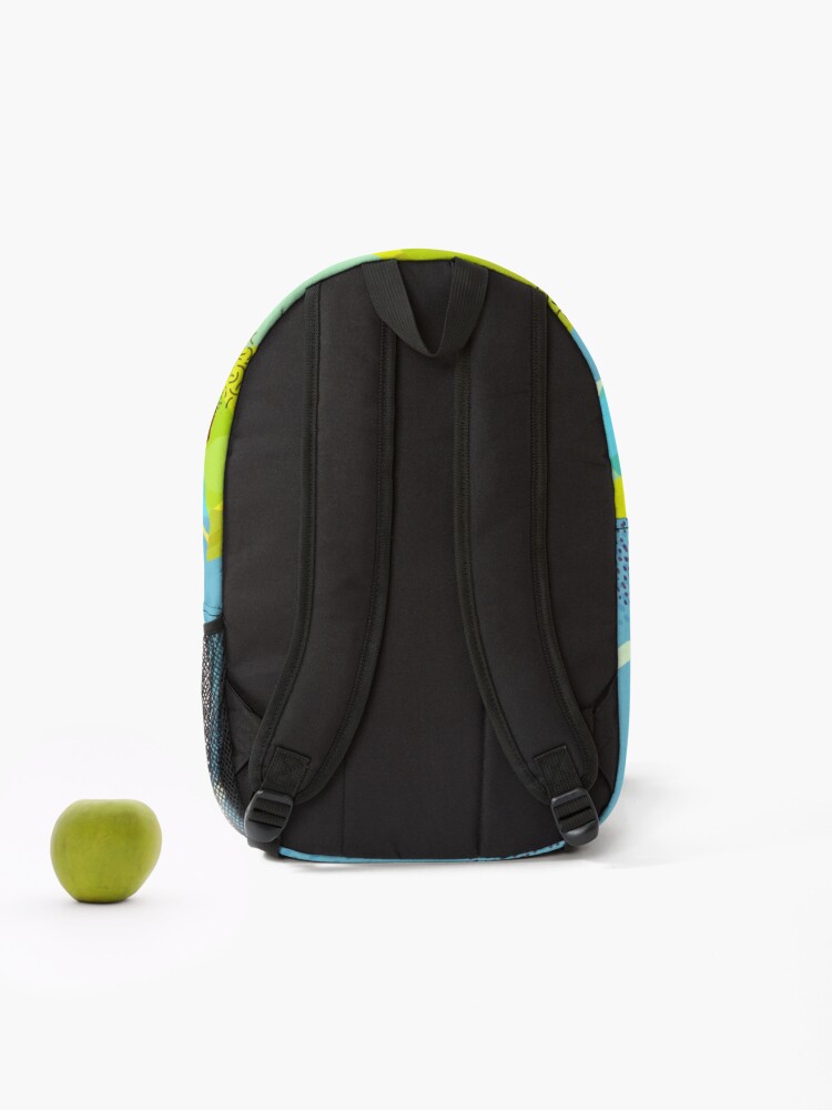 Thumbnail 2 of 3, Backpack, Neo Memphis Fun Pattern - Blue designed and sold by SquibbleDesign.