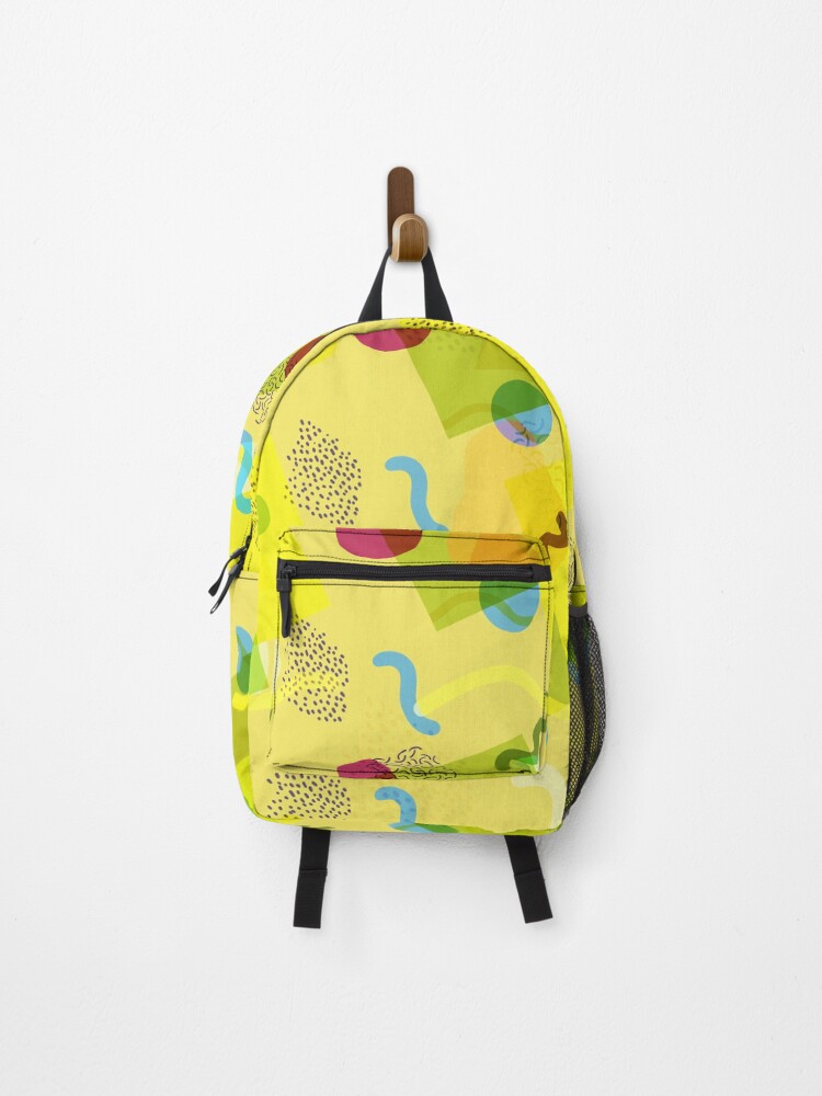 Thumbnail 1 of 3, Backpack, Neo Memphis Fun Pattern Yellow designed and sold by SquibbleDesign.