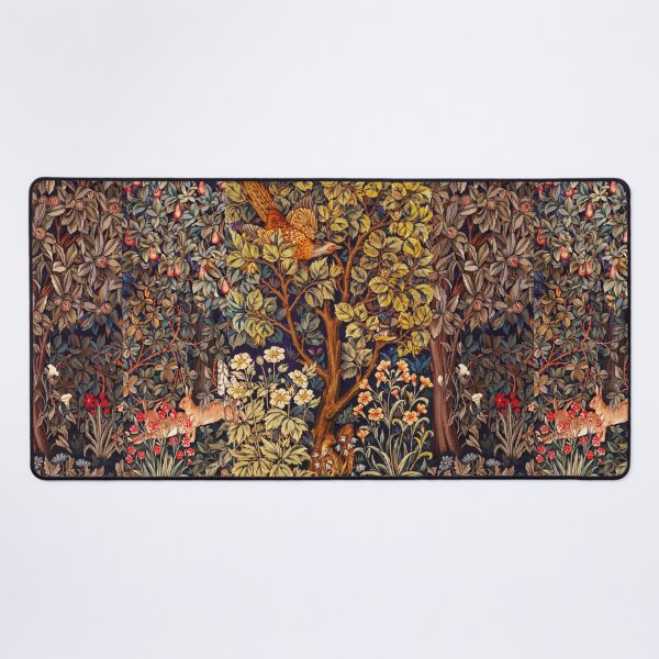 Item preview, GREENERY,FOREST ANIMALS Pheasant on Autumn Tree,Squirrel,Hares,Red Yellow Floral Tapestry designed and sold by BulganLumini.