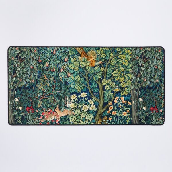 Artikel-Vorschau von GRÜN, WALDTIERE Fasan auf Baum, Eichhörnchen, Hasen, blaugrüner Blumen-Wandteppich, designt und verkauft von BulganLumini.