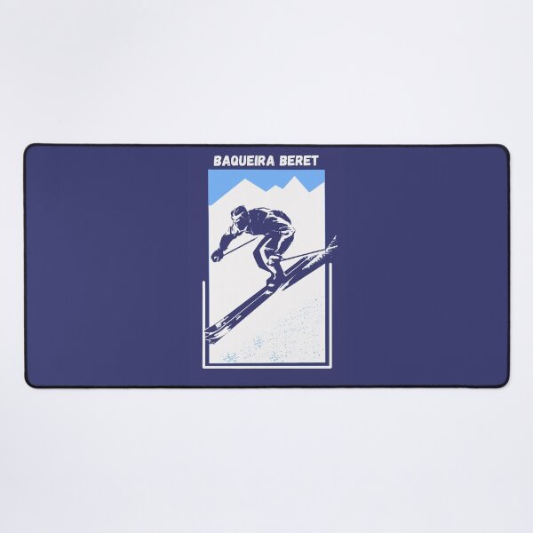 Item preview, Vintage Retro Blue Ski Poster for Mountain Alpine Skier with the name of the Spanish ski resort Baqueira-Beret designed and sold by Vintage-TM.