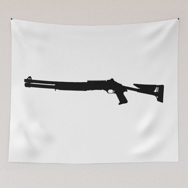 Item preview, BENELLI M4 Super 90 TS semi-automatic shotgun pump action shotgun, pumpgun. Detailed vector illustration realistic silhouette BENELLI M4 Super 90 TS Selbstladeflinte designed and sold by Marcin Adrian.
