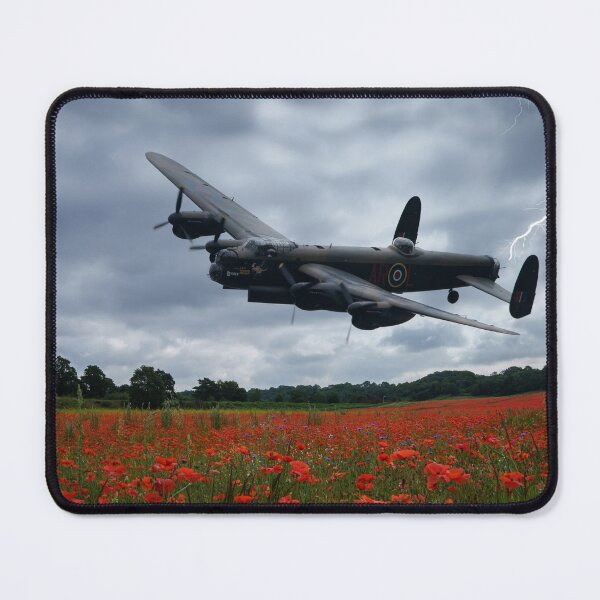Item preview, Lancaster Bomber Flying Over A Poppy Field With Lightning designed and sold by rawshutterbug.
