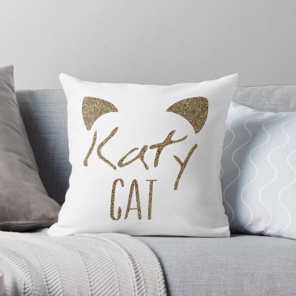 KatyCat Golden Glitter Throw Pillow