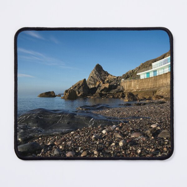 Item preview, Meadfoot Beach Huts And Imposing Cliffs designed and sold by rawshutterbug.