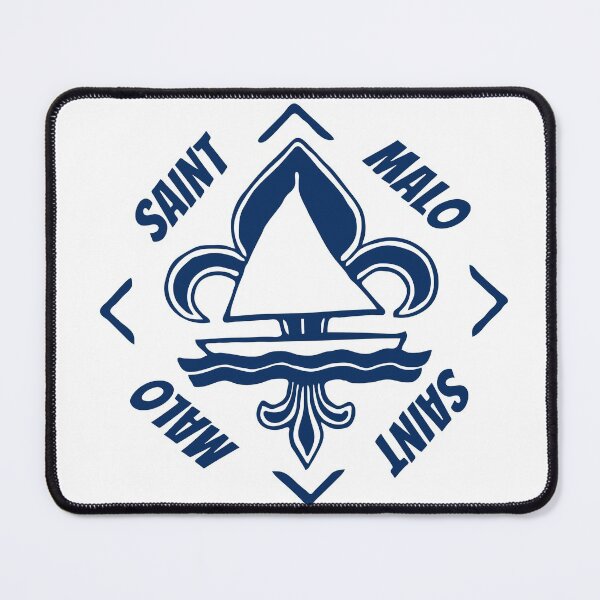 Item preview, Saint Malo in Britanny Bretagne France - Navy Blue Vintage Sailor Logo - Sailing Boat with Heraldic Lily designed and sold by Vintage-TM.