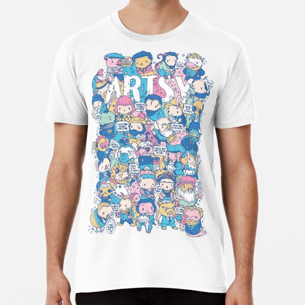 Artsy Doodle style artist animals puns characters Premium T-Shirt