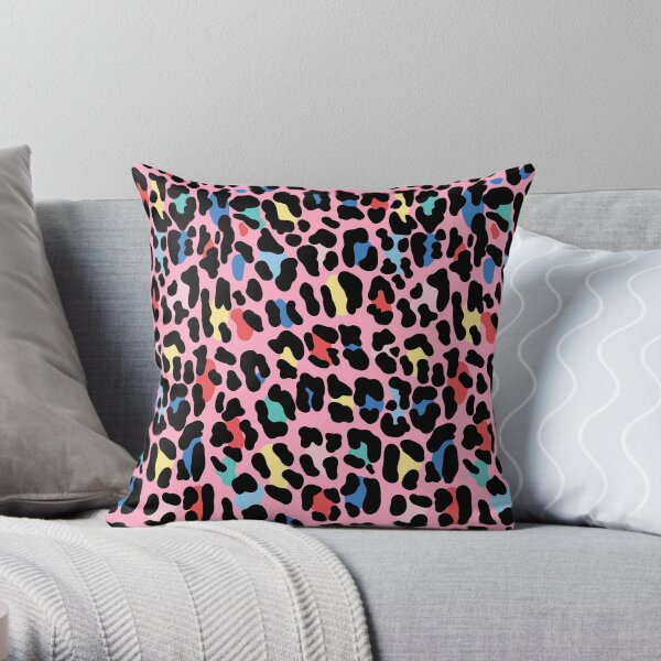 Rainbow leopard by Elebea Throw Pillow