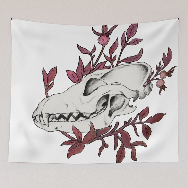 Item preview, Canine Skull in Foliage Autumn Red designed and sold by Smooshi.