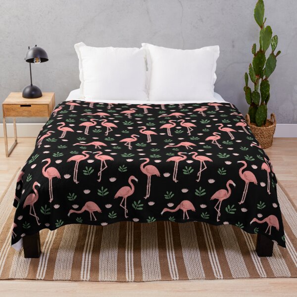 Aperçu de l'œuvre Printemps Flamingo Motif Noir créée et vendue par FernAndFauna.