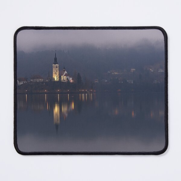 Item preview, Misty Lake Bled At Night designed and sold by rawshutterbug.