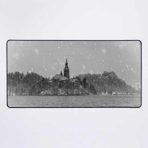 Item preview, Snowy Bled Island Mono designed and sold by rawshutterbug.
