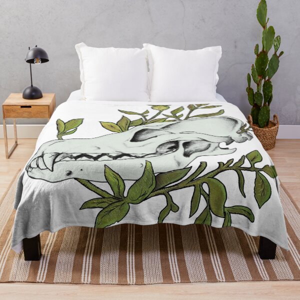 Item preview, Canine Skull in Foliage Olive Green designed and sold by Smooshi.