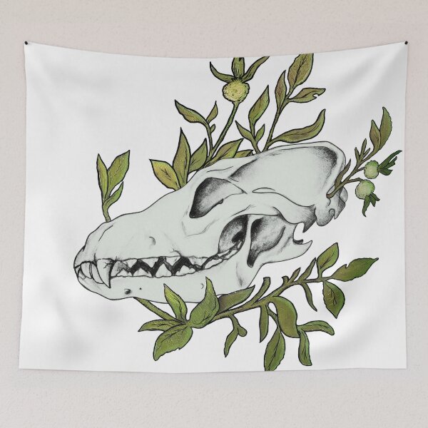 Item preview, Canine Skull in Foliage Olive Green designed and sold by Smooshi.