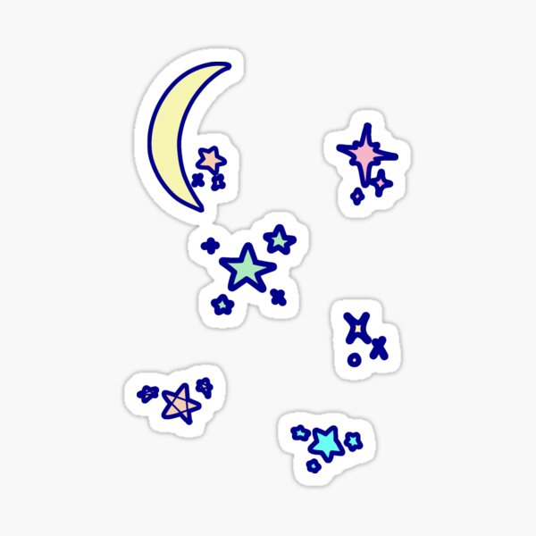 Moon and Stars Sticker for Sale by KookiePixel  Aesthetic stickers, Cool  stickers, Beautiful stickers