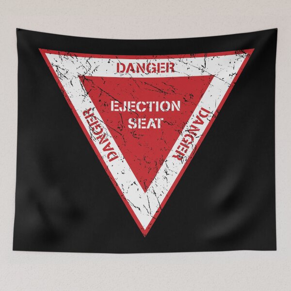 Item preview, Ejection Seat Danger Warning Triangle Military Fighter Jet Aircraft Distressed Design designed and sold by hobrath.