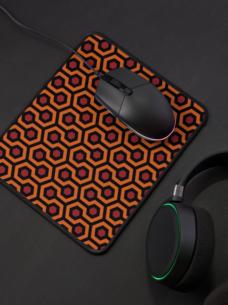 Alternate view of Geometric Pattern: Looped Hexagons: Orange/Red/Black Mouse Pad