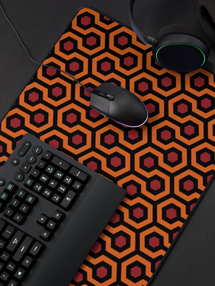 Alternate view of Geometric Pattern: Looped Hexagons: Orange/Red/Black Mouse Pad