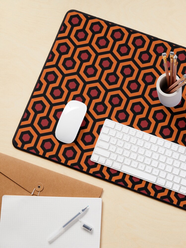 Alternate view of Geometric Pattern: Looped Hexagons: Orange/Red/Black Mouse Pad