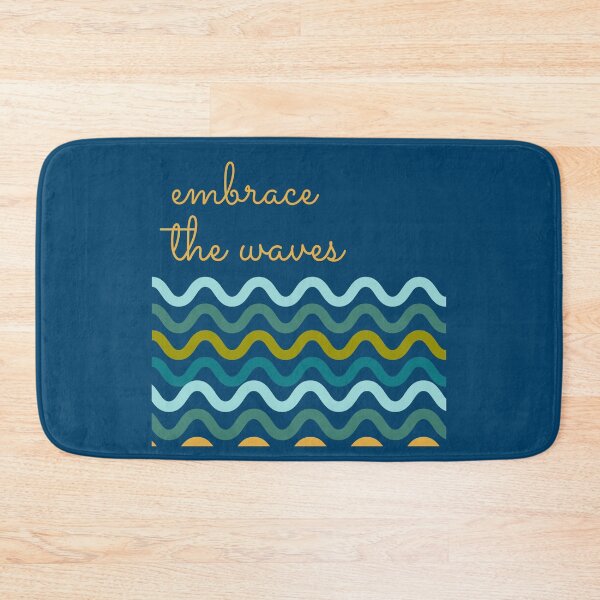 Item preview, Embrace the waves - sea swimmer wavy design on navy blue designed and sold by Wildflow Creations.