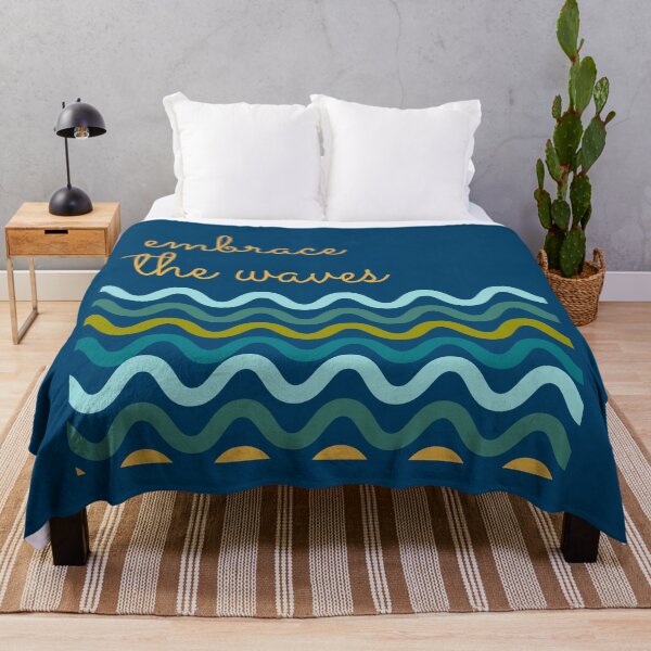 Item preview, Embrace the waves - sea swimmer wavy design on navy blue designed and sold by Wildflow Creations.