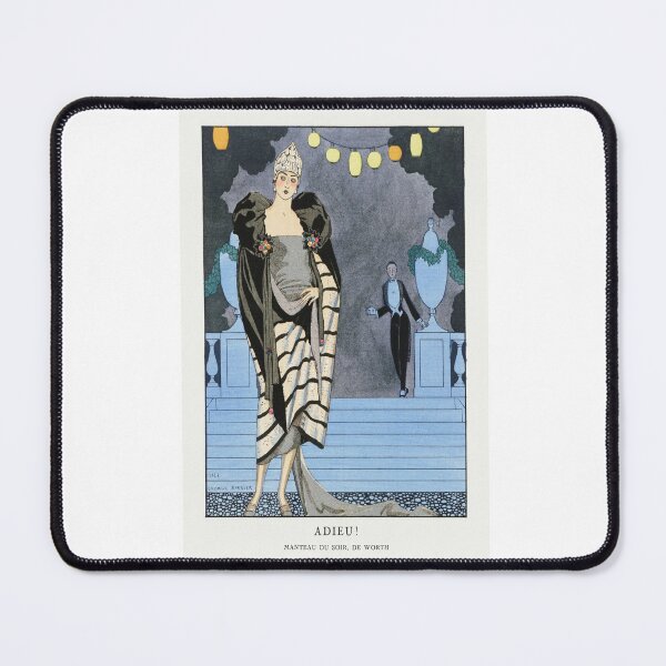 Item preview, Art deco vintage french fashion illustration by Georges Barbier, Adieu! Manteau du soir, de Worth from Gazette du Bon Ton. Art – Modes & Frivolités Evening Attire No. 4 Pl. 28 (1921) designed and sold by KaterinaLog.