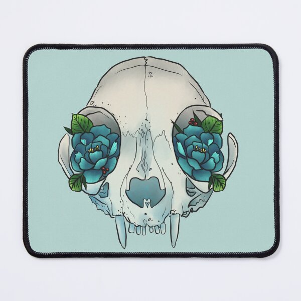 Cat skull sees roses Mouse Pad