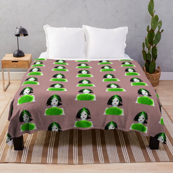 The girl in green Throw Blanket